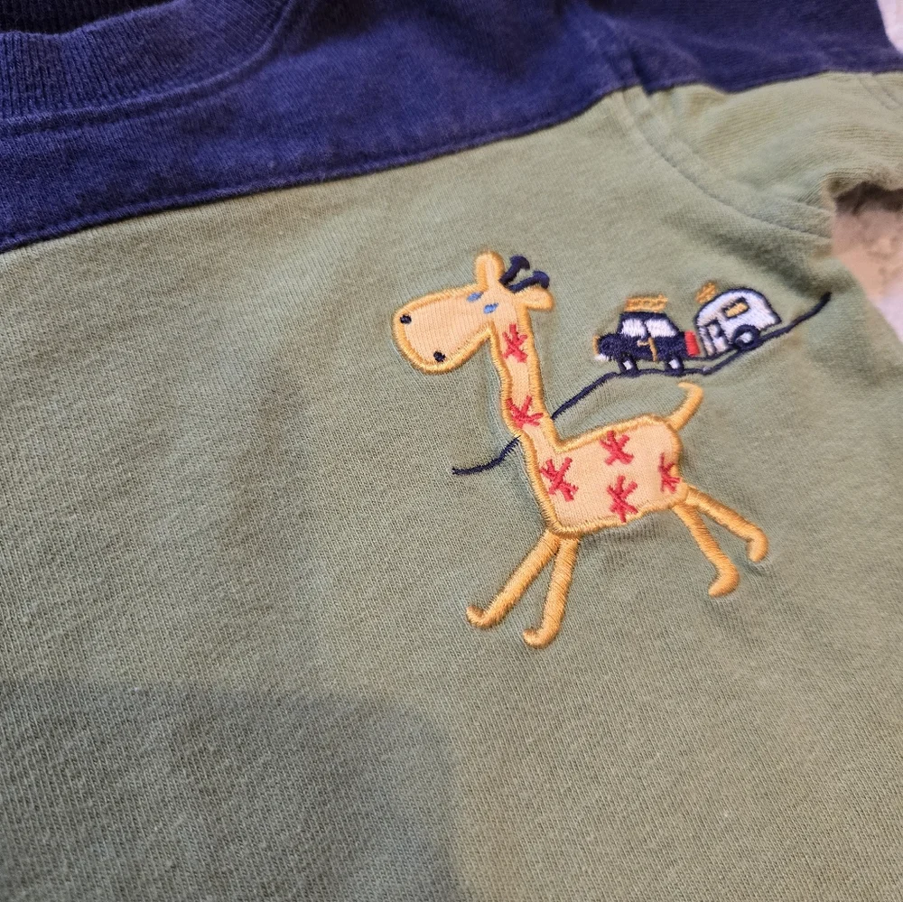 Vintage Y2k Carter's Navy Blue And Green Giraffe Onesie